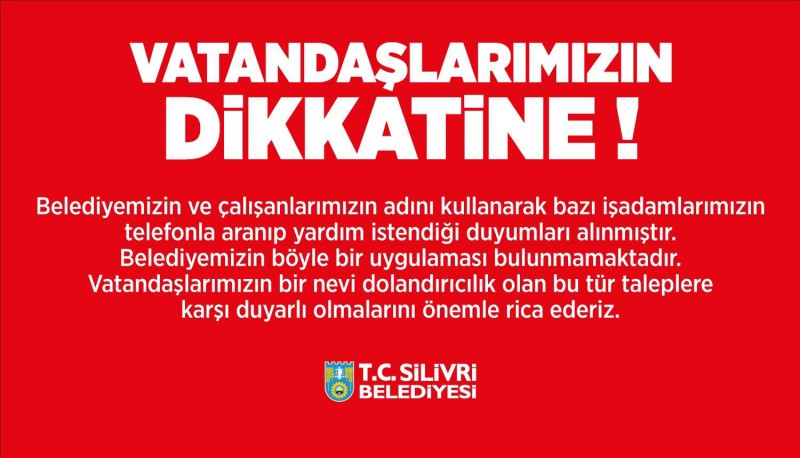 BELEDİYEDEN DOLANDIRICILARA KARŞI UYARI