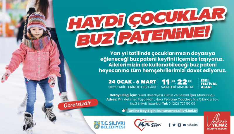 SİLİVRİ BELEDİYESİNDEN ÇOCUKLAR İÇİN BUZ PATENİ ETKİNLİĞİ