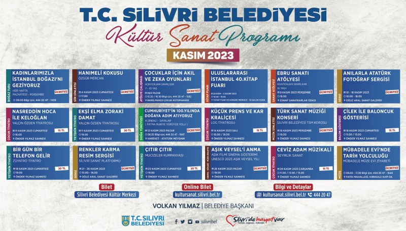 KASIM AYI KÜLTÜR SANAT PROGRAMI BELLİ OLDU