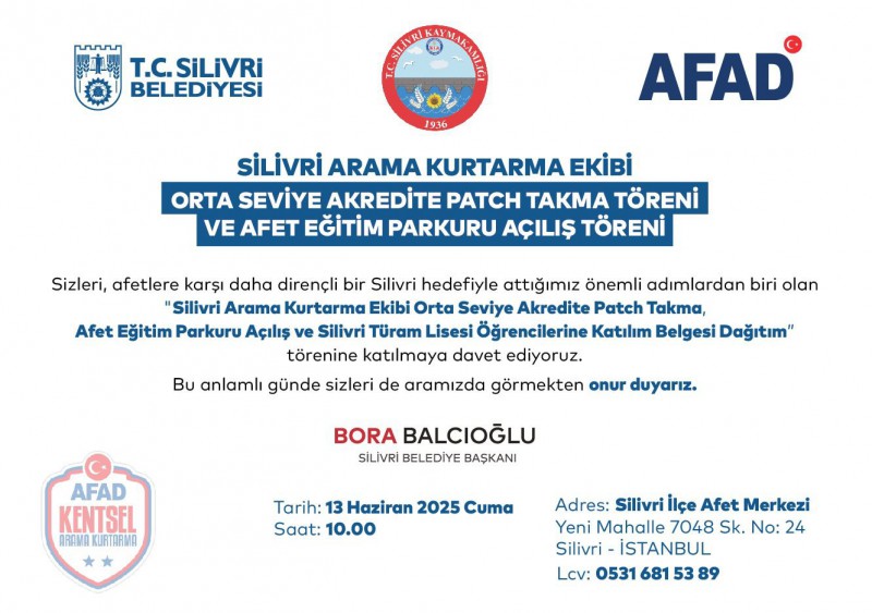 SAK Ekibi Orta Seviye Akredite Patch Takma ve Afet Eğitim Parkuru Açılış Töreni Gerçekleşecek