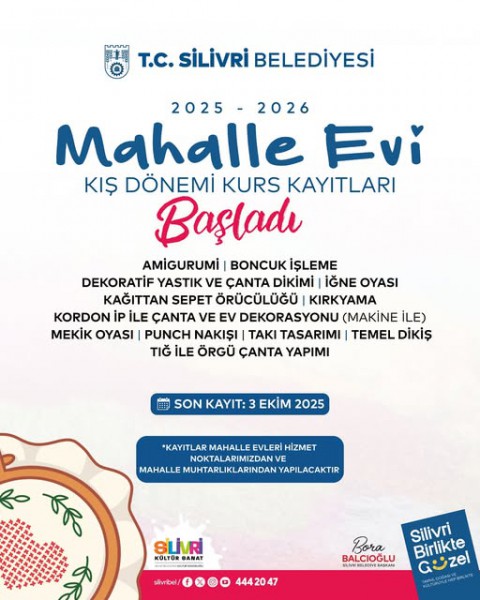 Silivri Belediyesi Mahalle Evi Kış Dönemi Kurs Kayıtları Başladı!